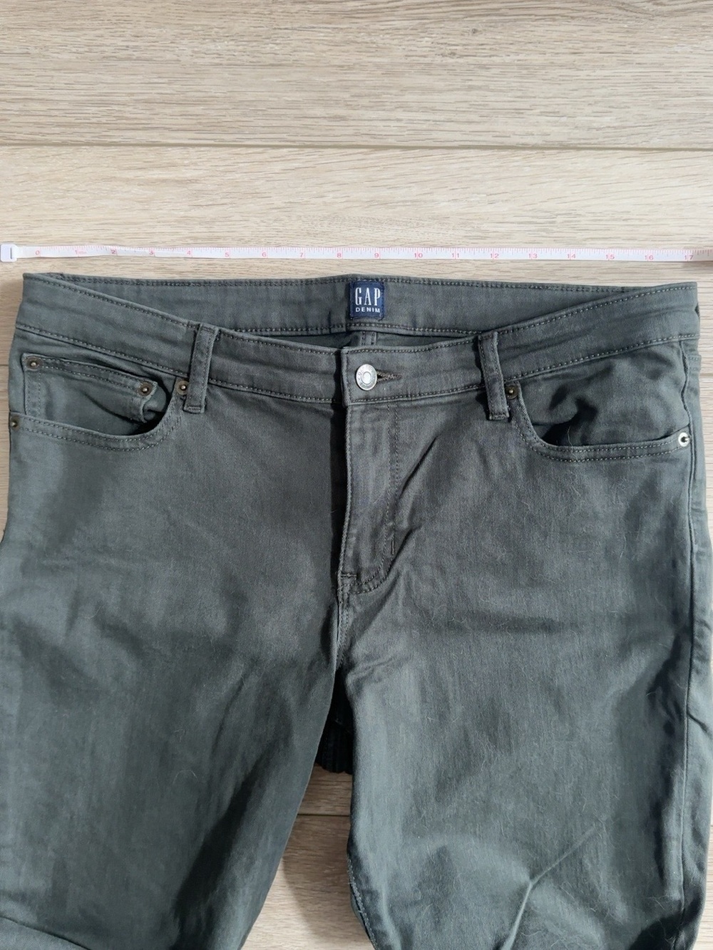 GAP Legging Jeans Sz 31 Rich Olive Green Slim Fit Mid Rise